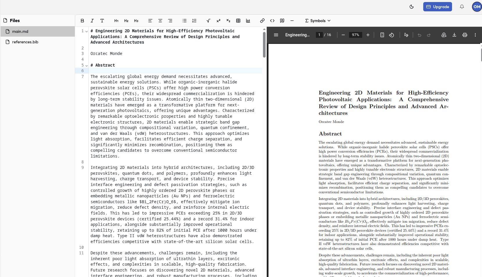 Paperite AI-powered academic editor with LaTeX support